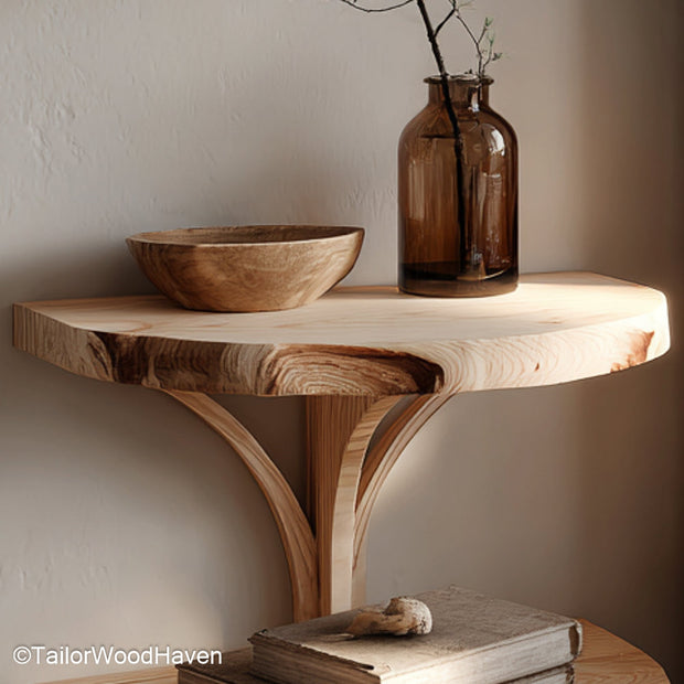 Mini floating nightstand made from solid wood with a compact design and bracket free support, ideal for small spaces or bedside minimalism