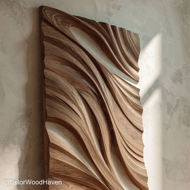 Wall Decor in Wood Wall Mounted Artistic Panels Designed in Wood for Earth Toned or Rustic Room Accents