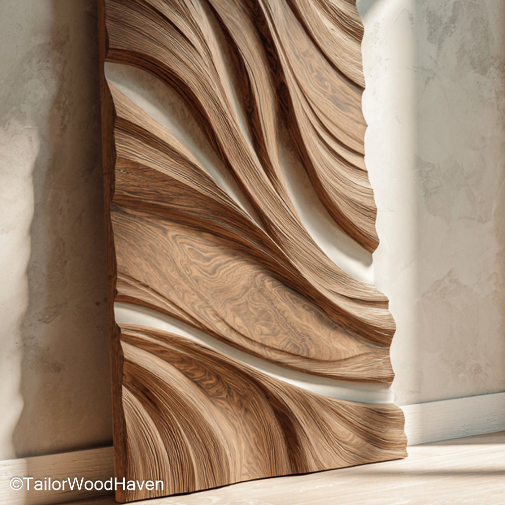 Wall Decor in Wood Wall Mounted Artistic Panels Designed in Wood for Earth Toned or Rustic Room Accents