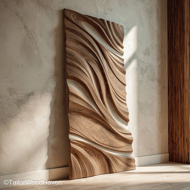 Wall Decor in Wood Wall Mounted Artistic Panels Designed in Wood for Earth Toned or Rustic Room Accents