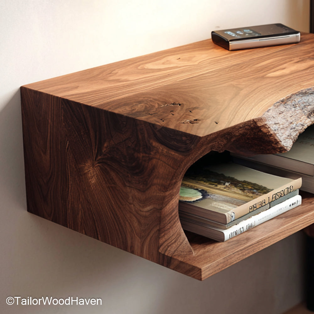 Wall Mounted Bedside Shelf created with natural timber and smooth finish for secure bedside storage, perfect for clean and uncluttered bedroom walls