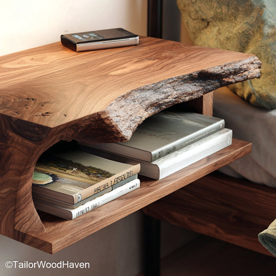 Wall Mounted Bedside Shelf created with natural timber and smooth finish for secure bedside storage, perfect for clean and uncluttered bedroom walls
