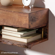 Floating Bed Table crafted with a flat surface and strong mounting, offering practical floating storage for compact or modern sleeping setups