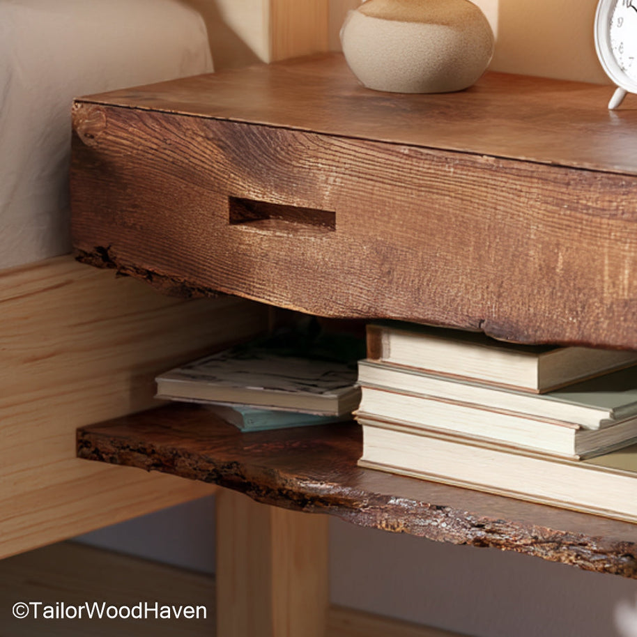 Floating Bed Table crafted with a flat surface and strong mounting, offering practical floating storage for compact or modern sleeping setups