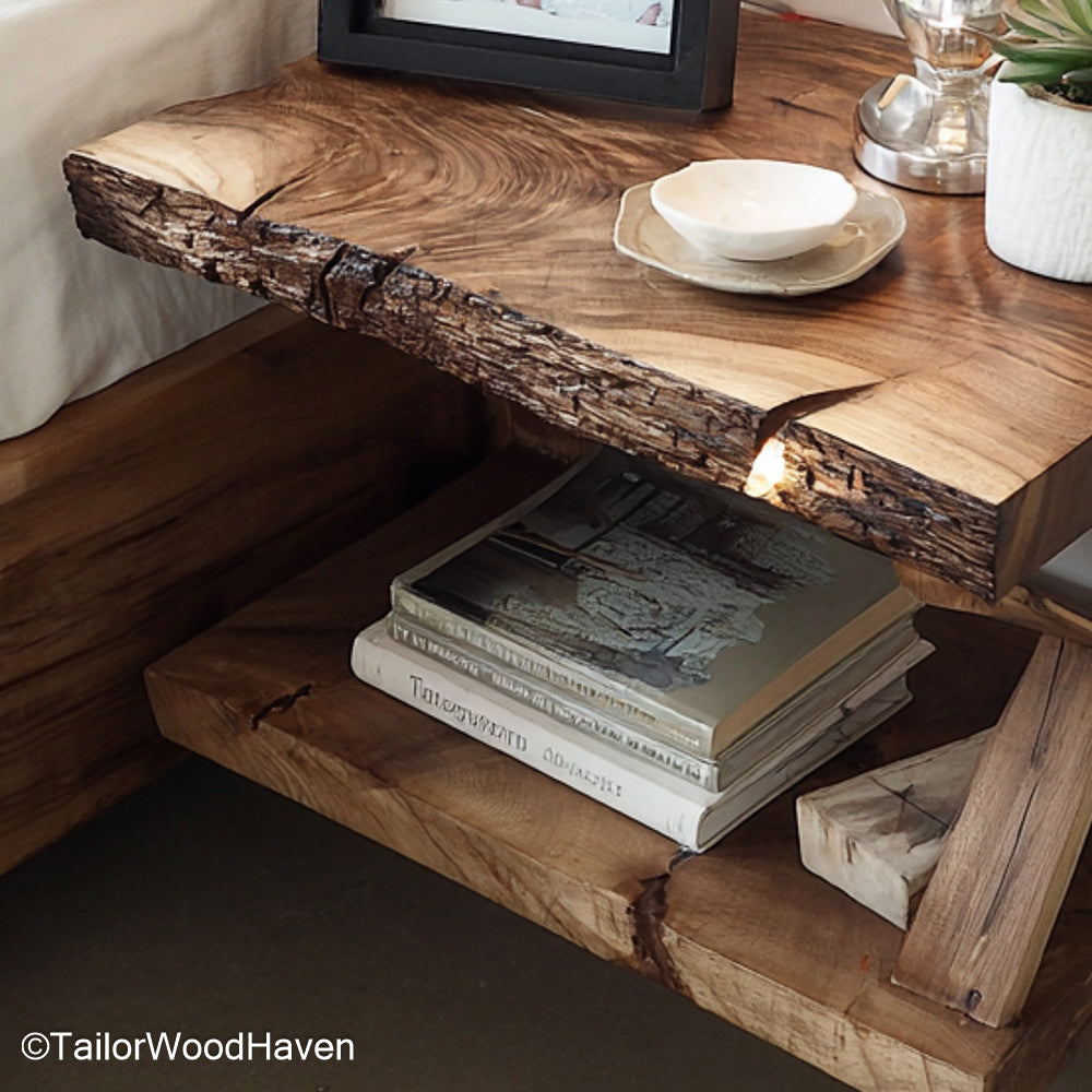 Floating Nightstand Small made with a compact wood frame and floating wall attachment, perfect for narrow bedrooms or guest rooms needing storage