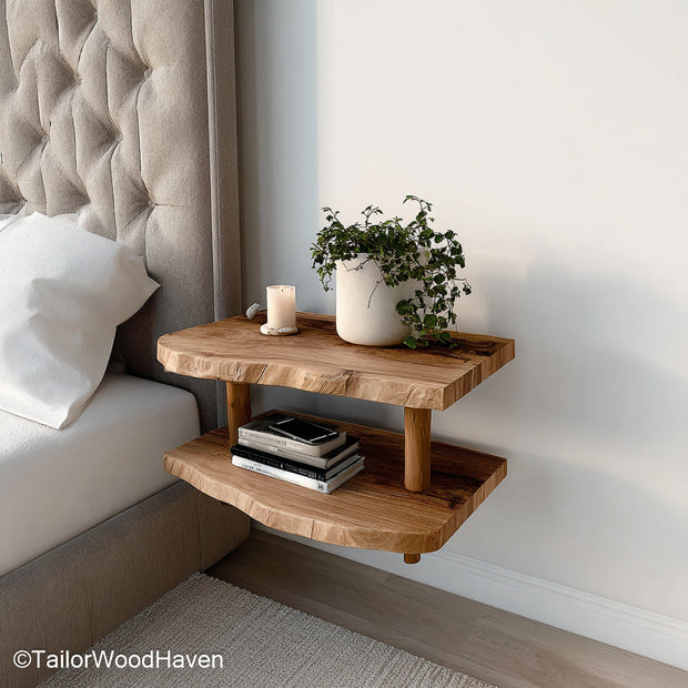 Wall Mounted Floating Nightstand built with sturdy wall support and solid wood finish, offering practical bedside storage with a clean floating profile