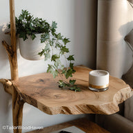 Walnut floating bedside table made from solid walnut with natural grain and bracket free mounting, perfect for elegant modern or minimalist interiors