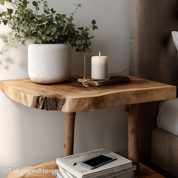 Bedside Shelf Wall built from real wood and designed for floating wall mounting, a smart and stylish way to store bedside items in smaller spaces