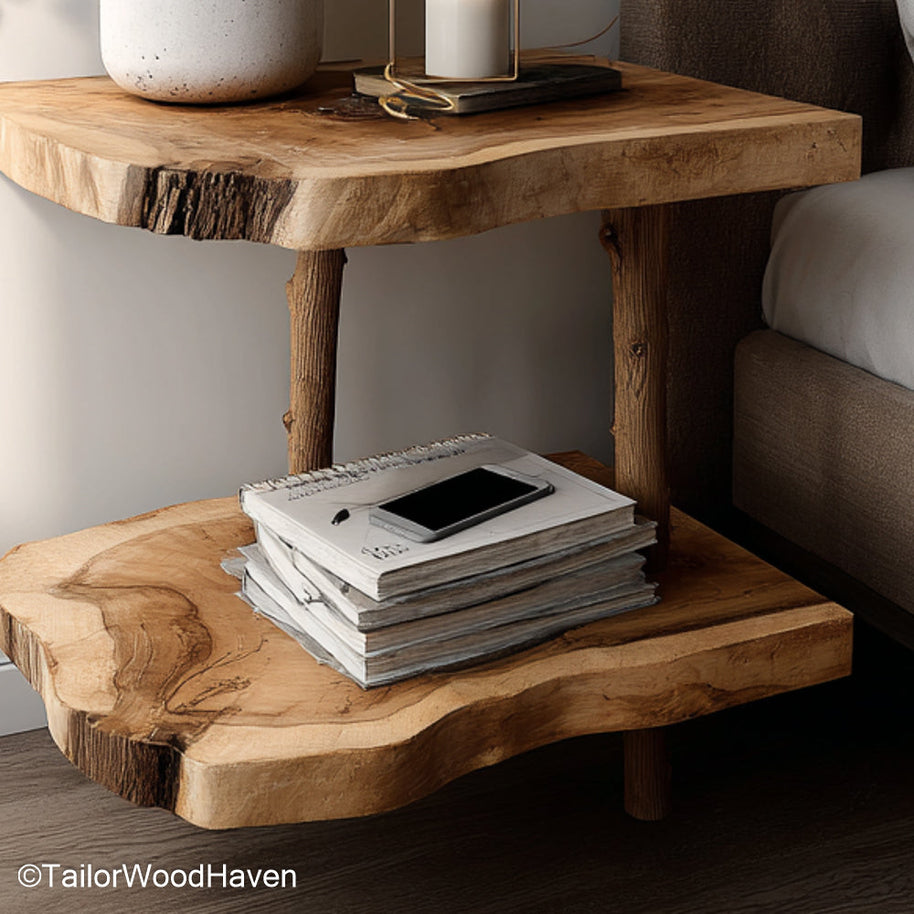 Bedside Shelf Wall built from real wood and designed for floating wall mounting, a smart and stylish way to store bedside items in smaller spaces