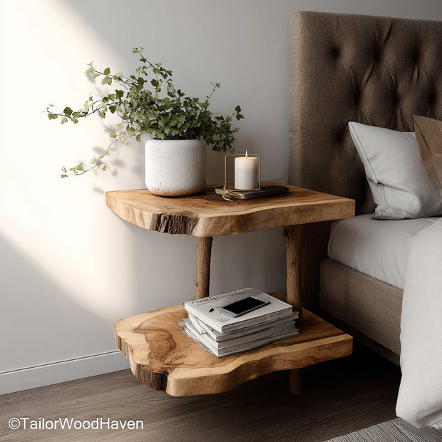 Bedside Shelf Wall built from real wood and designed for floating wall mounting, a smart and stylish way to store bedside items in smaller spaces