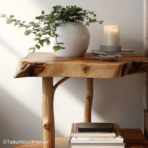 Nightstand that attaches to wall built with solid wood and hidden supports, made for wall mounted convenience in modern or rustic interiors
