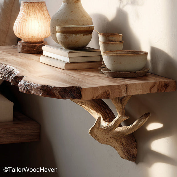 Solid Wood Floating Nightstand built with natural grain and strong floating design, offering lasting quality and clean style for bedroom wall decor