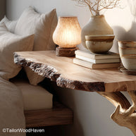 Solid Wood Floating Nightstand built with natural grain and strong floating design, offering lasting quality and clean style for bedroom wall decor