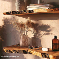 2 floating shelf set built with smooth hardwood and a minimalist design, great for organizing or displaying items in compact living spaces