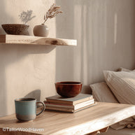 Floating Shelves for Bedside Table arranged in pairs or singles for functional wall mounted nightstands made of hardwood with rustic or modern finishes
