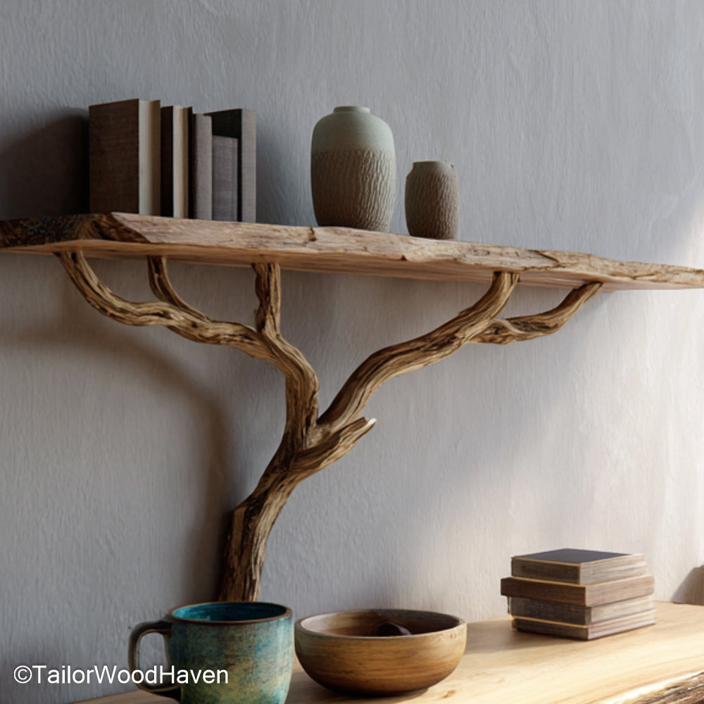 Wall Hanging Nightstand designed from solid wood with clean lines and a floating profile, perfect for small spaces with a rustic or minimalist aesthetic