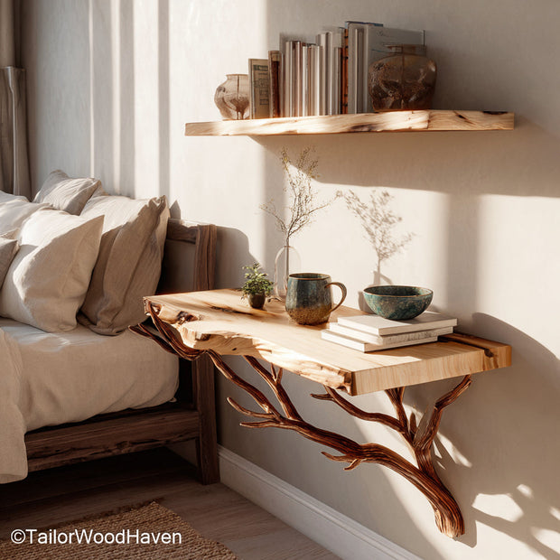 Floating Nightstands for Bedroom crafted with natural wood grain and strong mounting, providing practical style for modern or farmhouse bedroom layouts