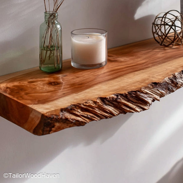 6 floating shelf designed with smooth wood and hidden hardware, ideal for compact display needs or as accent storage in tight interior spaces