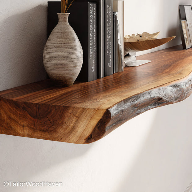 Etsy floating shelves inspired by handcrafted styling, made with natural wood tones and clean lines to suit eclectic modern homes