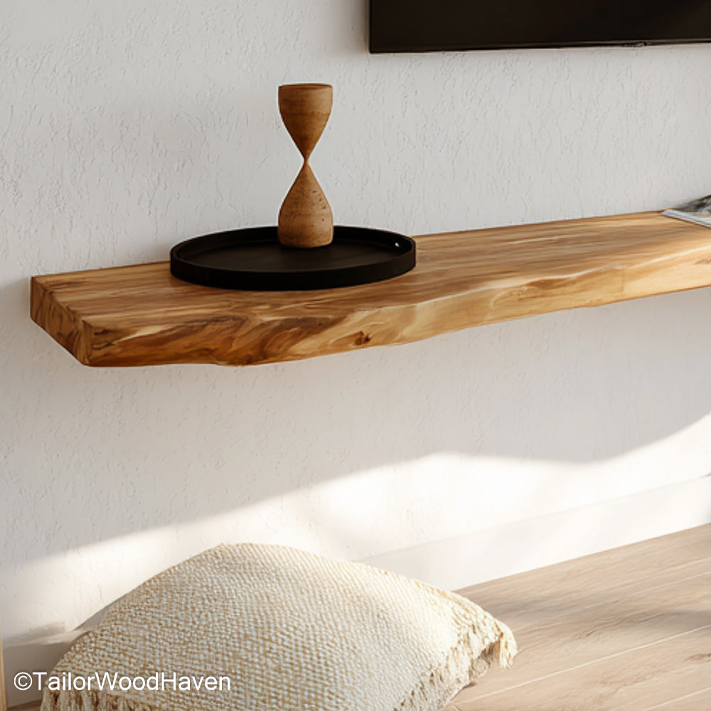 30 inch floating shelves with medium length span, crafted in hardwood for displaying decor or organizing essentials at eye level