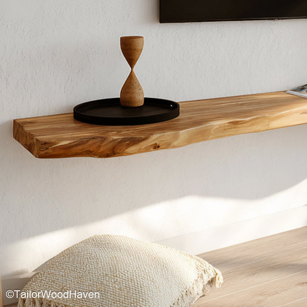 30 inch floating shelves with medium length span, crafted in hardwood for displaying decor or organizing essentials at eye level
