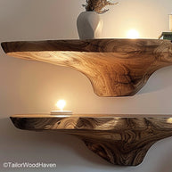 Modern floating shelves with sleek edges and invisible mounting, ideal for contemporary decor in any stylish living space