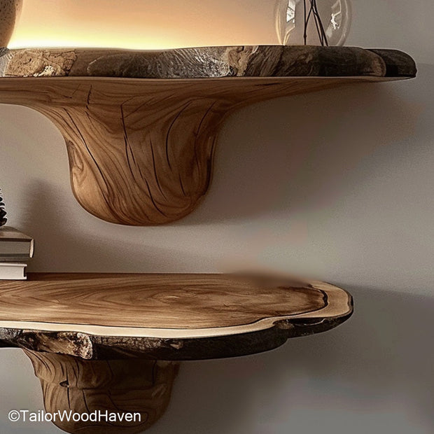 Floating shelves with brackets included for stable wall mounting, suitable for kitchens, living spaces, or home office organization