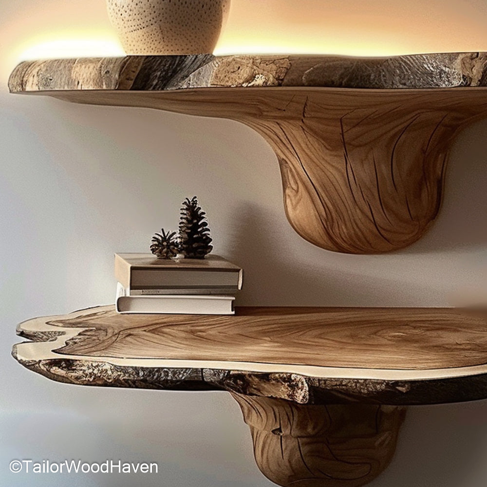Floating shelves with brackets included for stable wall mounting, suitable for kitchens, living spaces, or home office organization
