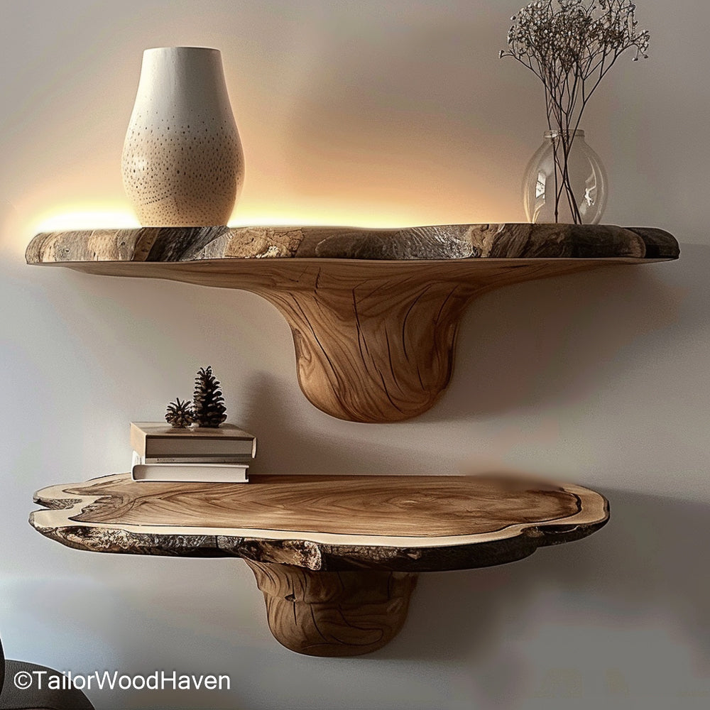 Floating shelves with brackets included for stable wall mounting, suitable for kitchens, living spaces, or home office organization