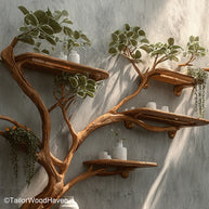 Nature Inspired Tree Branch Shaped Bookshelf Wall Floating Wooden Bookshelf for Living Room or Bedroom