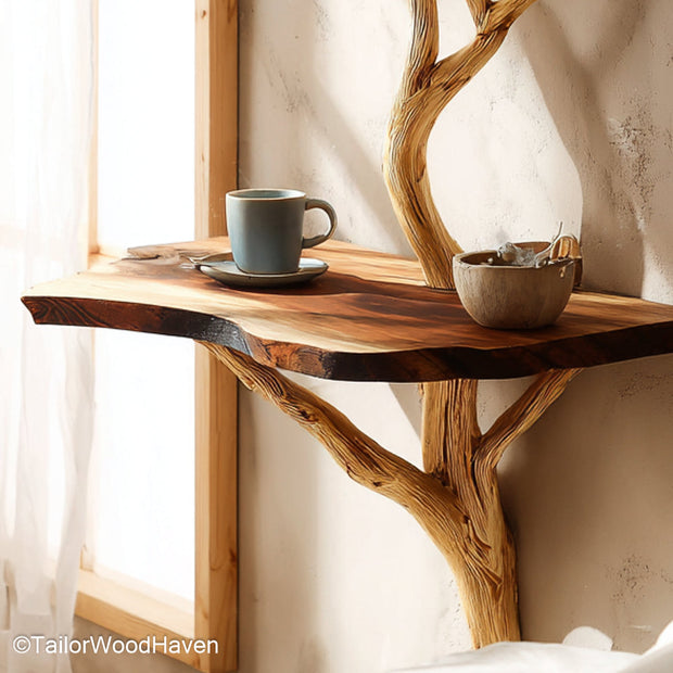 Floating Wall Nightstand crafted from solid wood with a clean wall mounted design and natural grain, perfect for space saving modern or rustic bedrooms