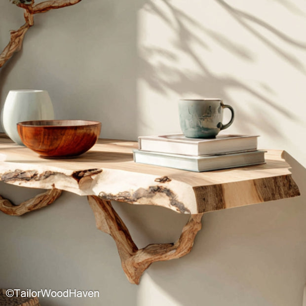 Floating Night Stands made from solid wood with clean floating design and hidden brackets, ideal for modern or rustic bedrooms with limited space