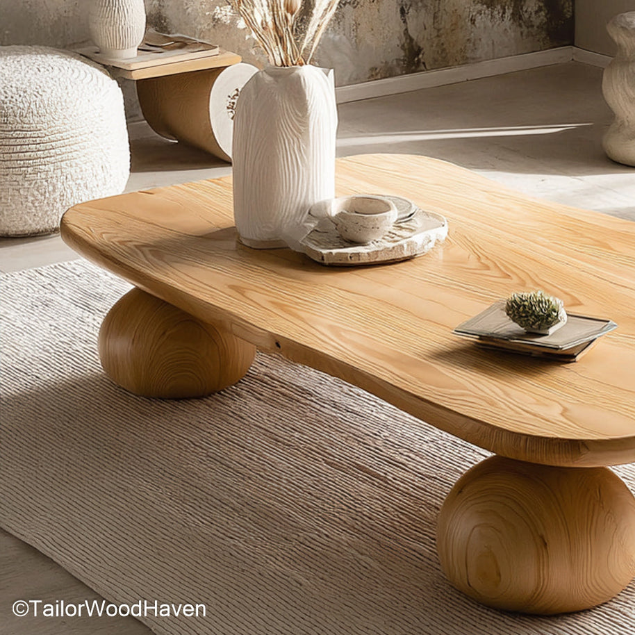 Soft Edge Coffee Table Natural Live Edge Coffee Table with Gently Smoothed Edges for Rustic and Modern Living Rooms