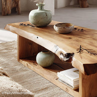 Live Edge Coffee Tables Solid Wood Live Edge Coffee Tables in Rustic Style, Ideal for Cozy Living Rooms and Cabins