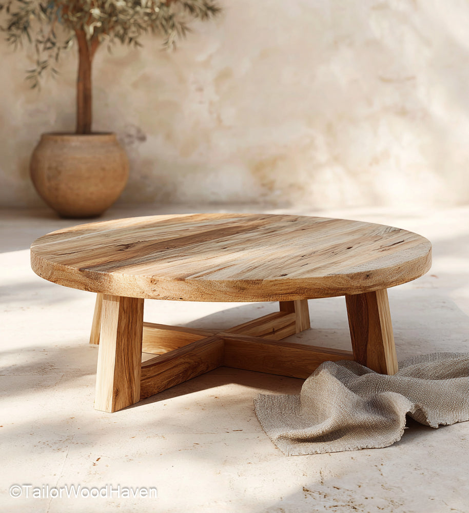 Natural Wood Coffee Table Round Round Live Edge Coffee Table Made from Natural Wood for Earthy and Organic Room Settings