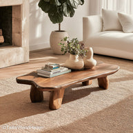 Tree Slab Coffee Table Live Edge Coffee Table Cut from a Single Tree Slab, Highlighting Natural Grain and Texture