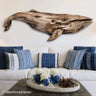 Driftwood Whale Wall Art Sculpture in Natural Wood