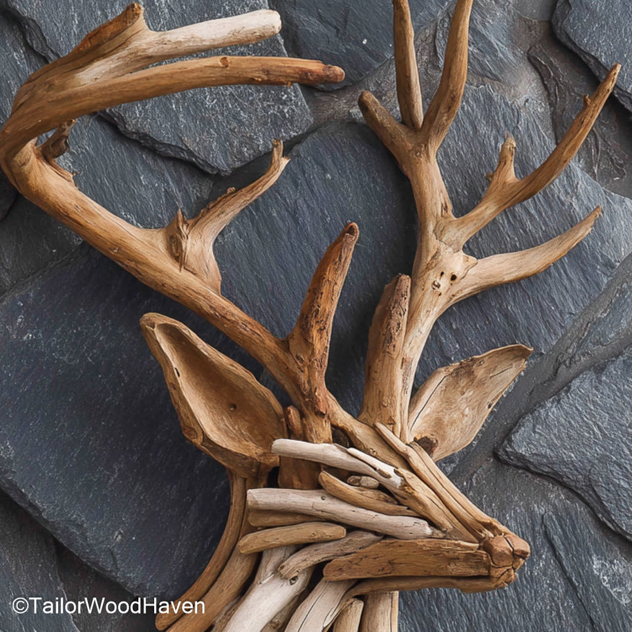 Driftwood Wall Decor Ideas transformed into sculptural wall pieces using organic wood shapes, offering unique rustic inspiration for creative interiors