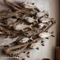 Coastal Driftwood Wall Decor made from hand selected driftwood with light tones and airy structure, perfect for beach themed or boho interiors