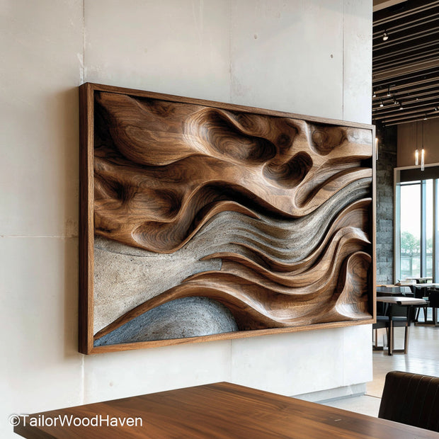 Mid Century Wood Wall Art crafted from solid wood with geometric shapes and clean edges, ideal for adding vintage warmth to minimalist or retro interiors