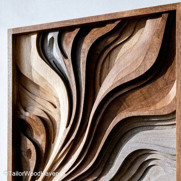 Wood Wall Hanging Decor Rustic Wood Wall Hanging Decor Made by Hand with Natural Patterns and Artistic Carvings for Entryways or Hall Spaces