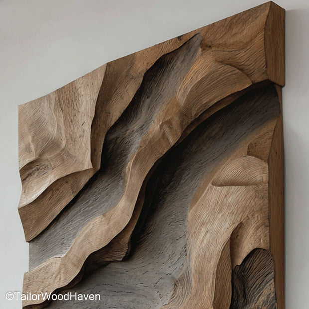 Bedroom Wood Wall Decor handcrafted from natural wood with soft tones and textures, designed to create a calming, earthy atmosphere in your bedroom
