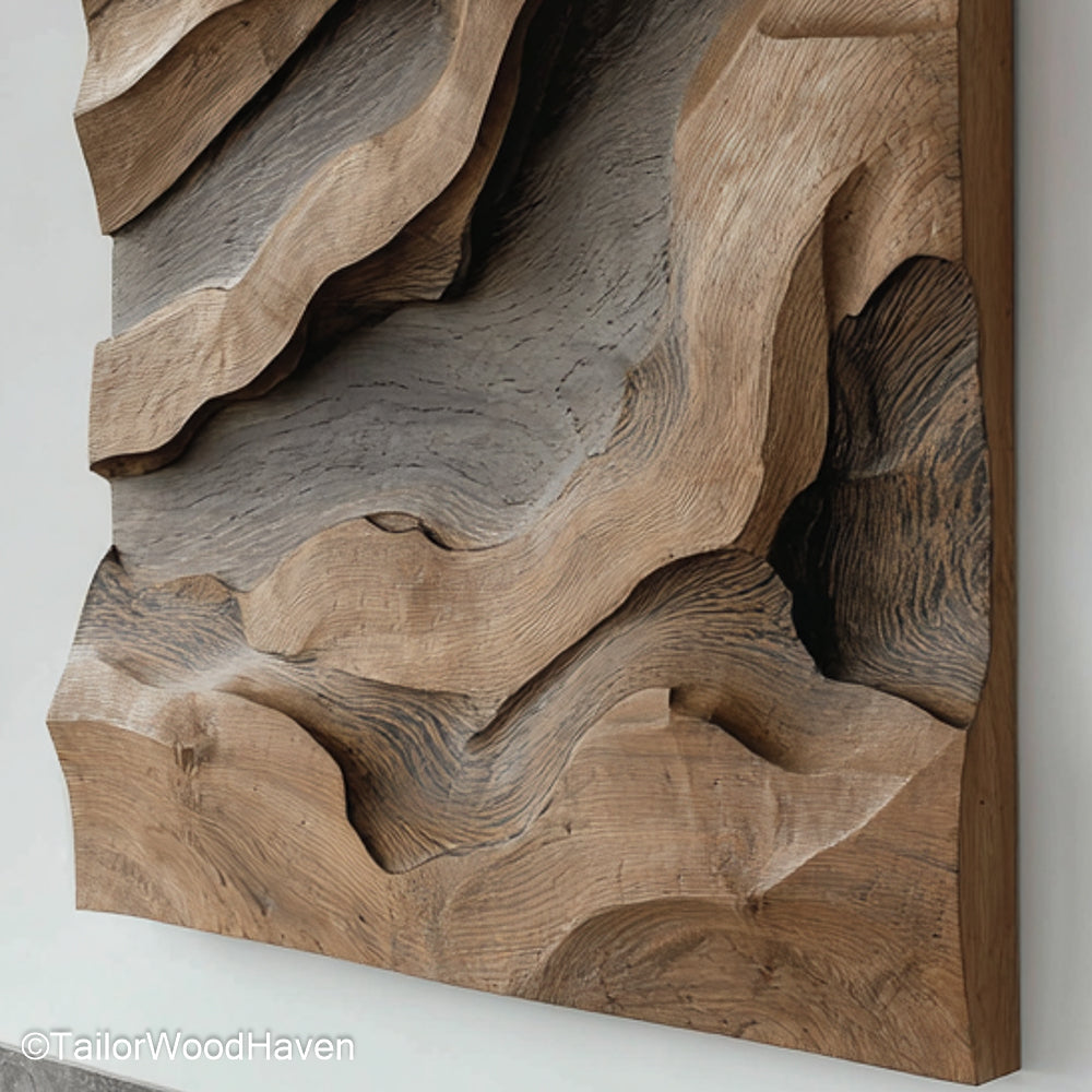 Bedroom Wood Wall Decor handcrafted from natural wood with soft tones and textures, designed to create a calming, earthy atmosphere in your bedroom