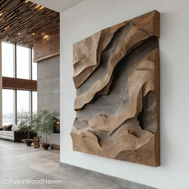 Bedroom Wood Wall Decor handcrafted from natural wood with soft tones and textures, designed to create a calming, earthy atmosphere in your bedroom