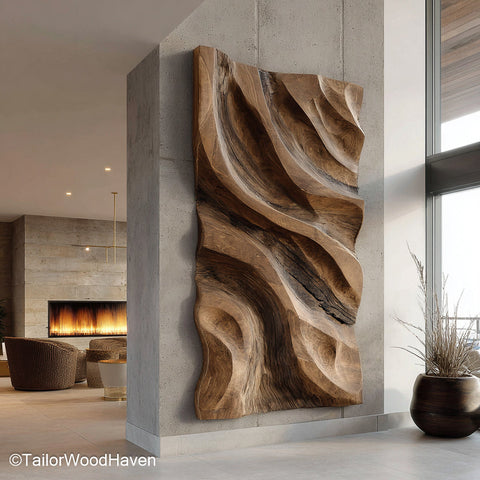 Carved Wall Art Solid Wood Carved Wall Art Panel Featuring Traditional or Geometric Patterns to Enrich Rustic Living Rooms or Entryways