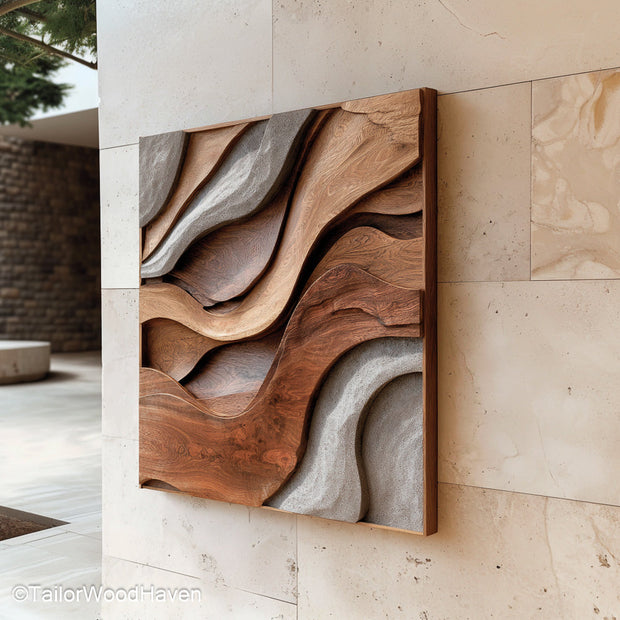 Carving Wall Hand Carved Wooden Wall Panel in Rich Textures and Patterns, Designed for Rustic or Traditional Spaces with a Cultural Vibe