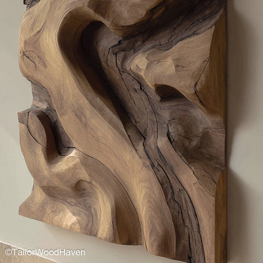 Wall Art Wood Sculpture Unique Handcrafted Wall Art Wood Sculpture with Natural Textures for Creative, Dimensional Home or Office Wall Displays