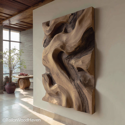 Wall Art Wood Sculpture Unique Handcrafted Wall Art Wood Sculpture with Natural Textures for Creative, Dimensional Home or Office Wall Displays