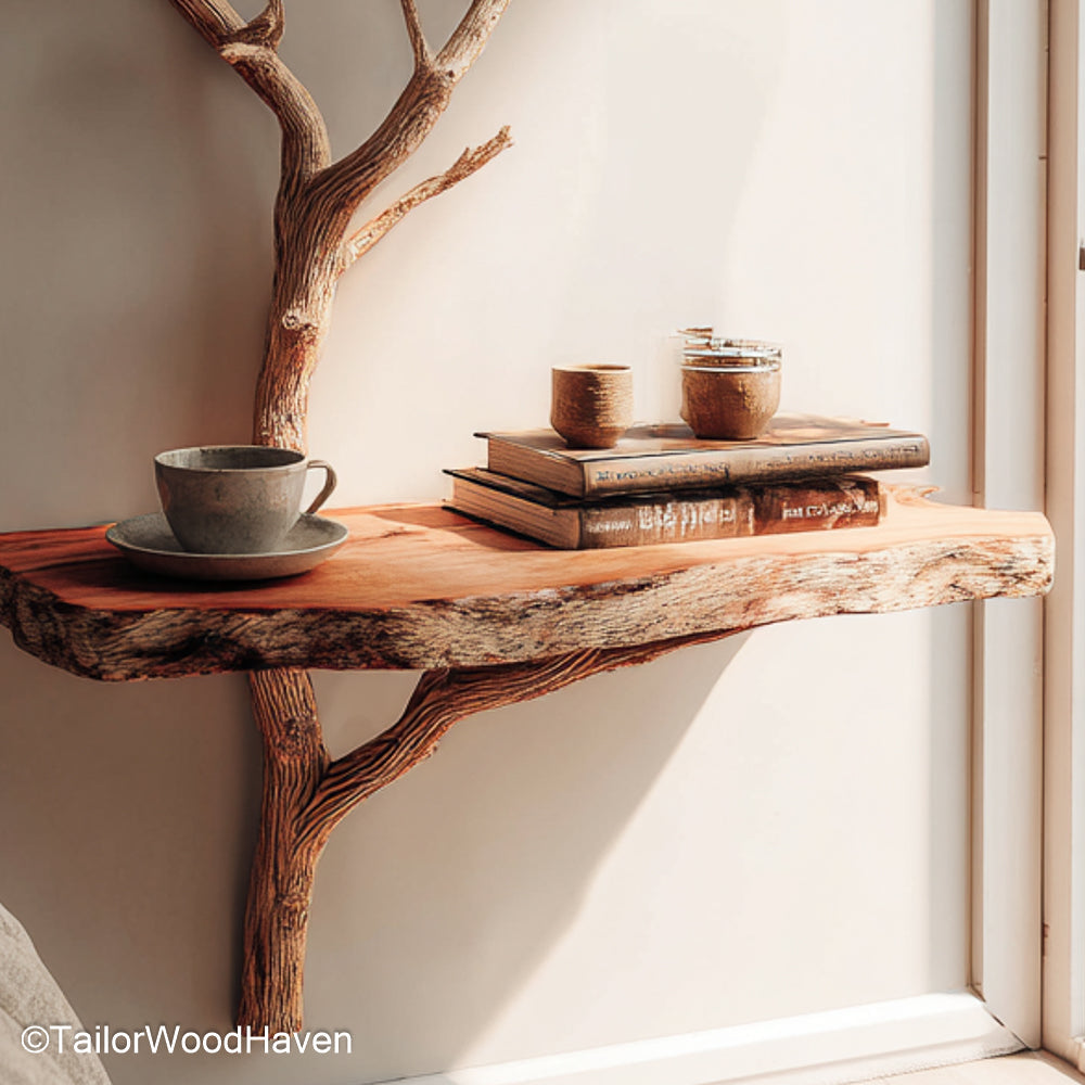 Wall Mountable Bedside Table made from hardwood with compact floating design and strong brackets, ideal for cozy spaces with functional modern decor