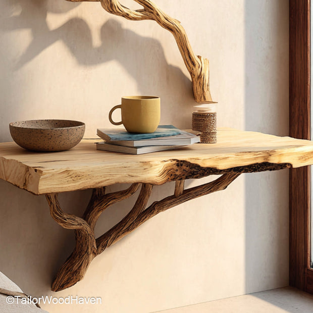 Floating Shelf Nightstand handcrafted from hardwood with a clean floating look, offering both function and modern simplicity for bedside organization